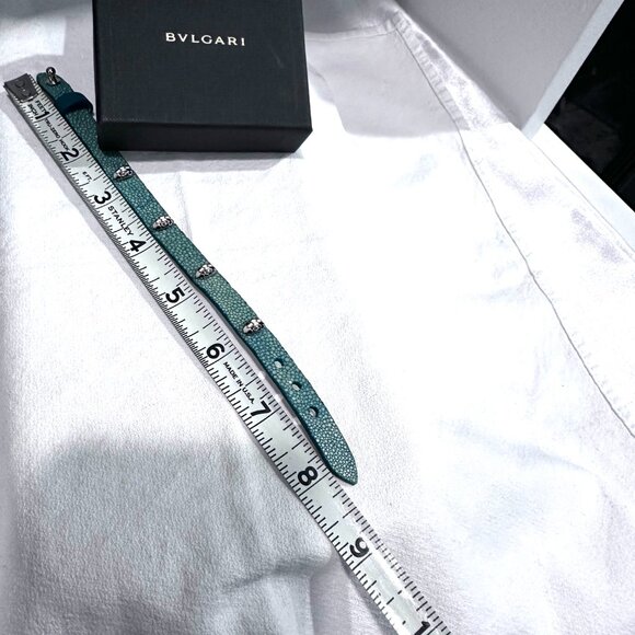 New BVLGARI Serpenti Forever Pebbled Leather Bracelet